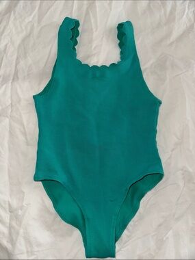 MONOPRIX Scallop Edge Teal One-Piece Swimsuit 6t
